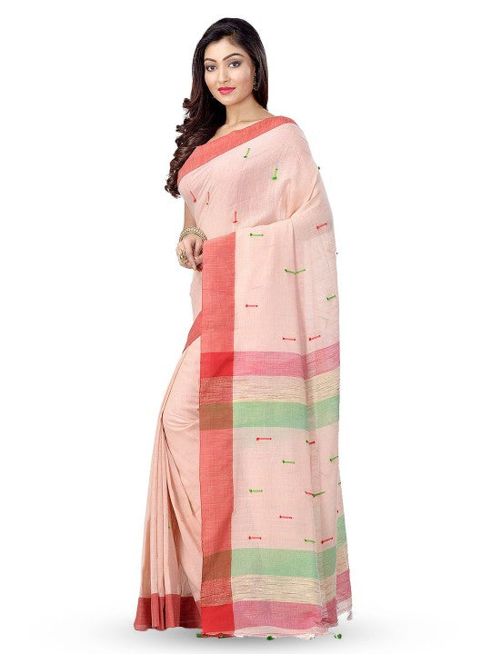 DESH BIDESH Woven Design Zari Pure Cotton Handloom Taant Saree