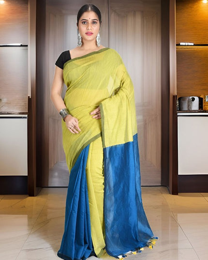 DESH BIDESH Colourblocked Silk Cotton Saree