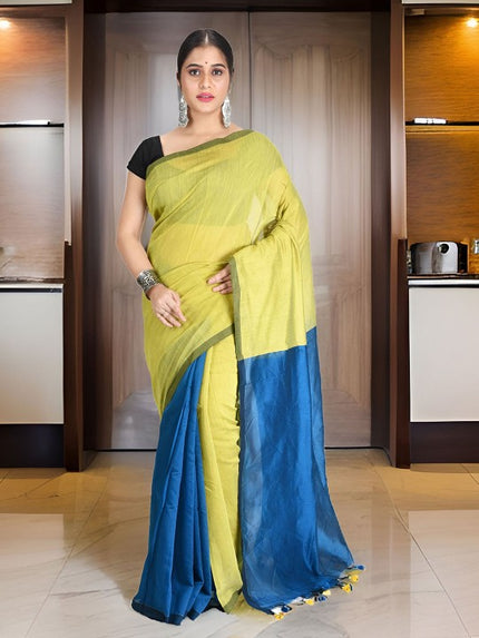 DESH BIDESH Colourblocked Silk Cotton Saree