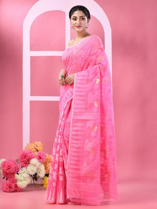 DESH BIDESH Woven Design Pure Cotton Taant Saree