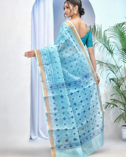 DESH BIDESH Ethnic Motifs Printed Pure Cotton Taant Saree