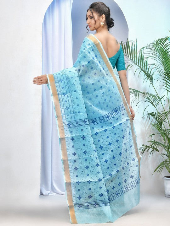 DESH BIDESH Ethnic Motifs Printed Pure Cotton Taant Saree