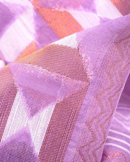 Exquisite Lavender Cotton Silk Blend Handloom Soft Golden Zari Jamdani Saree with Woven Design