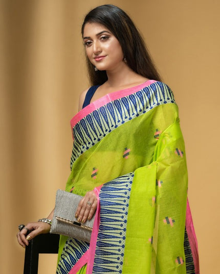 DESH BIDESH Ethnic Motifs Woven Design Pure Cotton Taant Saree