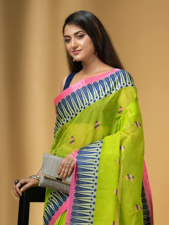 DESH BIDESH Ethnic Motifs Woven Design Pure Cotton Taant Saree
