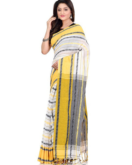 DESH BIDESH Woven Design Pure Cotton Traditional Taant Saree