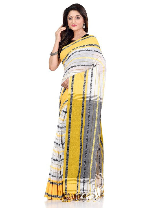 DESH BIDESH Woven Design Pure Cotton Traditional Taant Saree