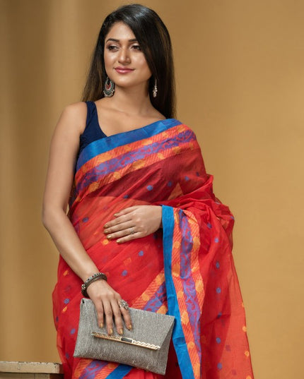 DESH BIDESH Ethnic Motifs Woven Design Pure Cotton Taant Saree