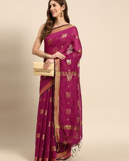 DESH BIDESH Ethnic Motifs Zari Taant Saree
