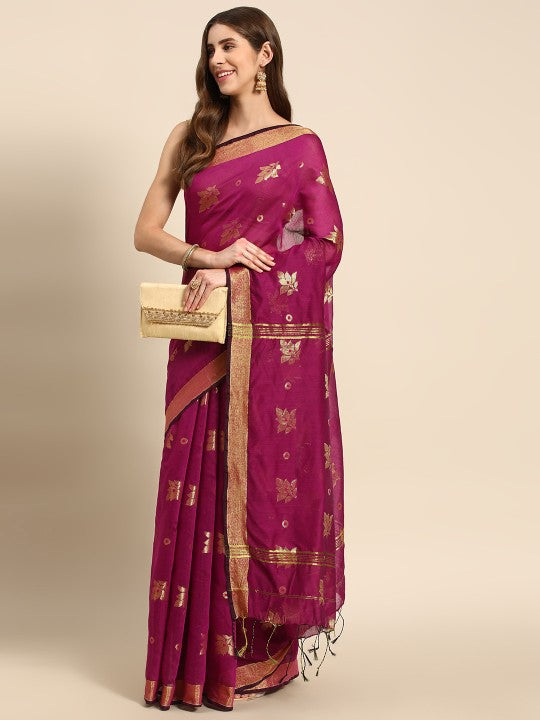 DESH BIDESH Ethnic Motifs Zari Taant Saree