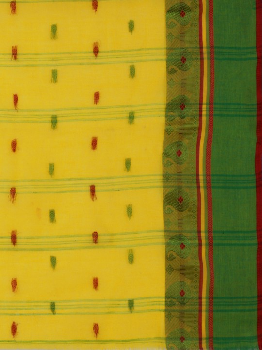 DESH BIDESH Woven Minakari Kolka Design Pure Cotton Bengal Taant Saree