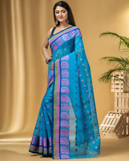 DESH BIDESH Ethnic Motifs Woven Design Pure Cotton Taant Saree