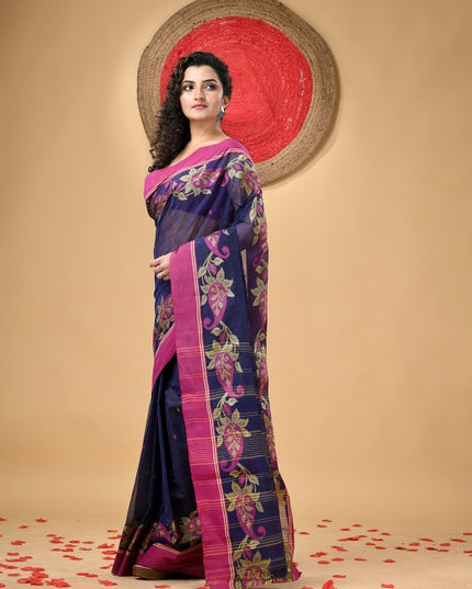 Exquisite Paisley Woven Design Pure Cotton Taant Saree for Women
