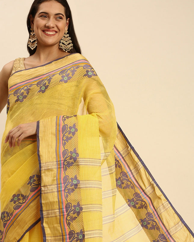 DESH BIDESH Woven Design Pure Cotton Taant Saree