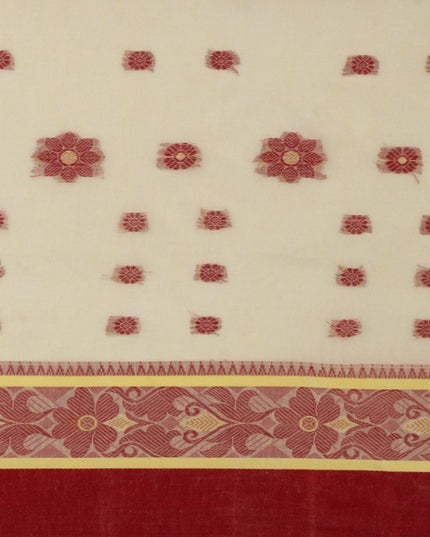 DESH BIDESH Phulkoli Woven Design Pure Cotton Bengal Taant Saree