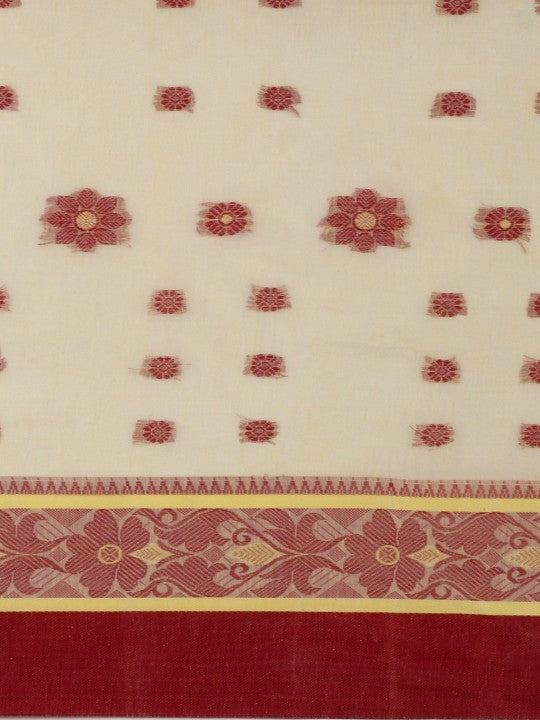 DESH BIDESH Phulkoli Woven Design Pure Cotton Bengal Taant Saree