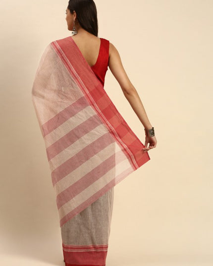 DESH BIDESH Woven Design Pure Cotton Bengal Taant Saree