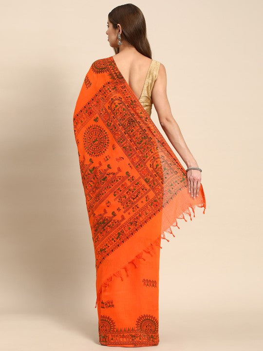 DESH BIDESH Warli Pure Cotton Taant Saree