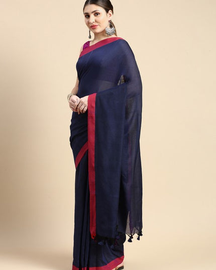 DESH BIDESH Solid Pure Cotton Taant Saree