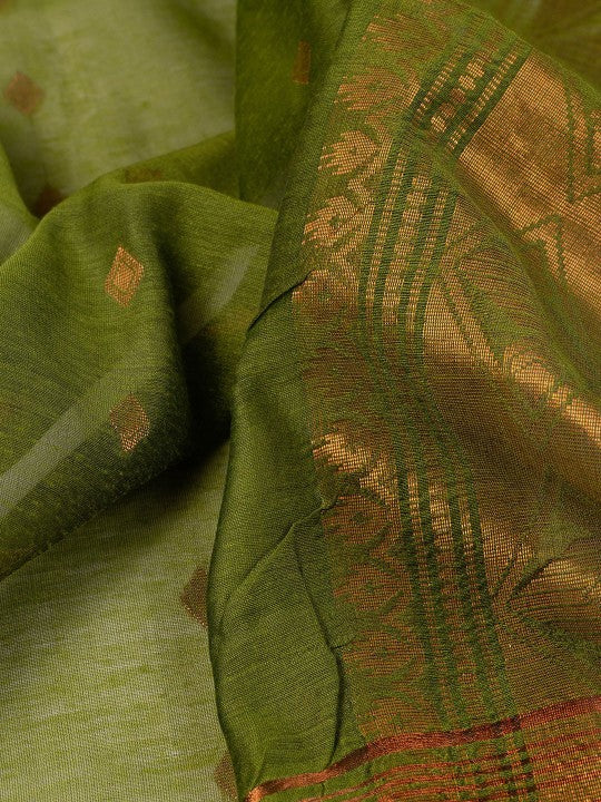 DESH BIDESH Ethnic Motifs Woven Design Chanderi Saree