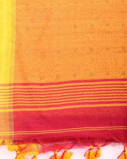 DESH BIDESH Pink & Yellow Silk Cotton Sequinned Saree