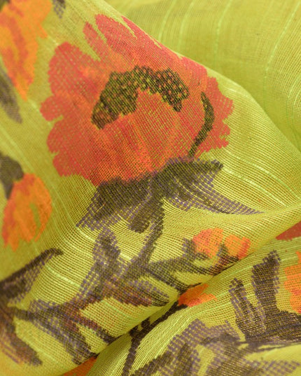 Exquisite Floral Printed Saree with Zari Border for Women