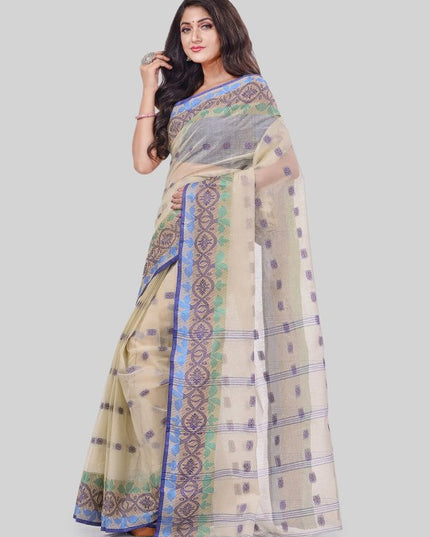 DESH BIDESH Floral Woven Design Pure Cotton Tant Saree