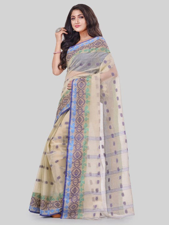 DESH BIDESH Floral Woven Design Pure Cotton Tant Saree