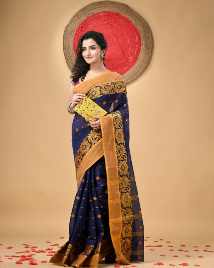 DESH BIDESH Woven Design Pure Cotton Taant Saree for Women