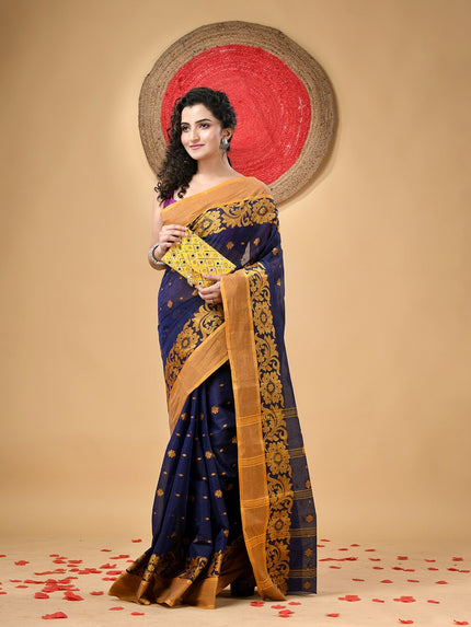 DESH BIDESH Woven Design Pure Cotton Taant Saree for Women