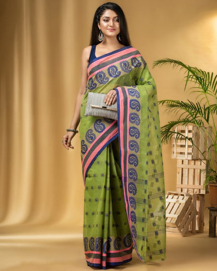 DESH BIDESH Ethnic Motifs Woven Design Pure Cotton Taant Saree
