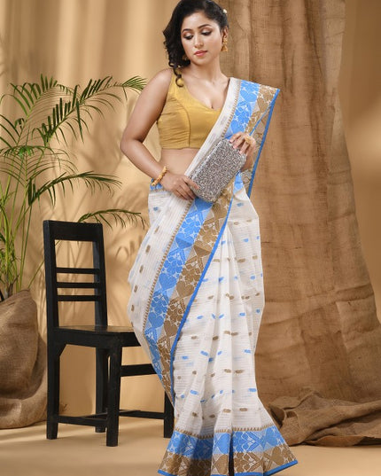 DESH BIDESH Ethnic Motif Woven Design Pure Cotton Taant Saree