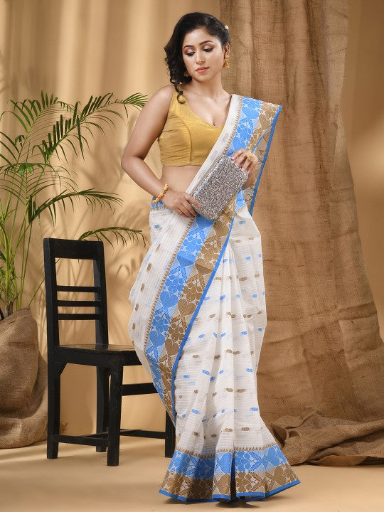 DESH BIDESH Ethnic Motif Woven Design Pure Cotton Taant Saree