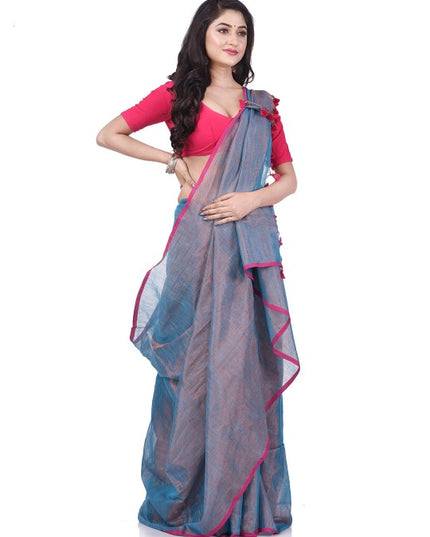 DESH BIDESH Solid Handloom Taant Saree