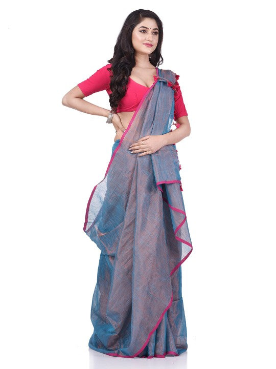 DESH BIDESH Solid Handloom Taant Saree