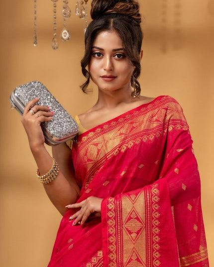 DESH BIDESH Woven Design Zari Maheshwari Saree