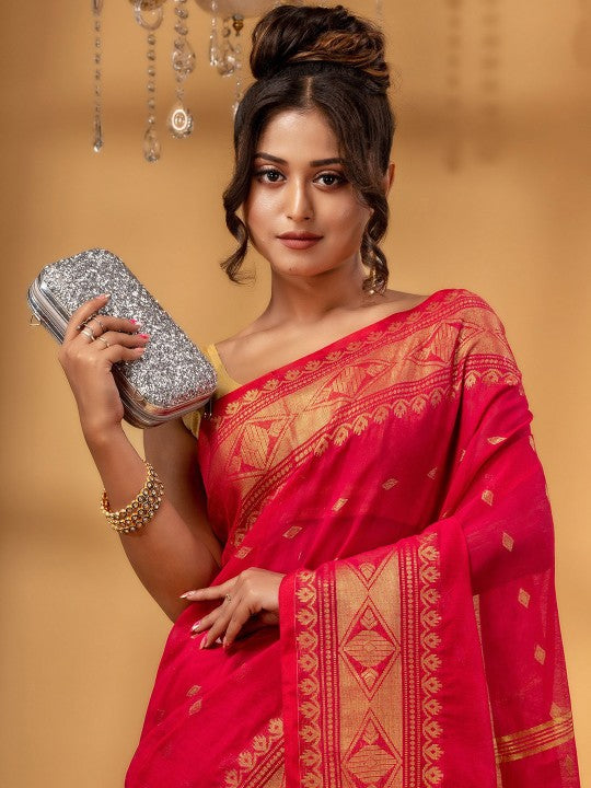 DESH BIDESH Woven Design Zari Maheshwari Saree