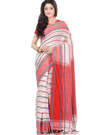 DESH BIDESH Woven Design Pure Cotton Traditional Taant Saree