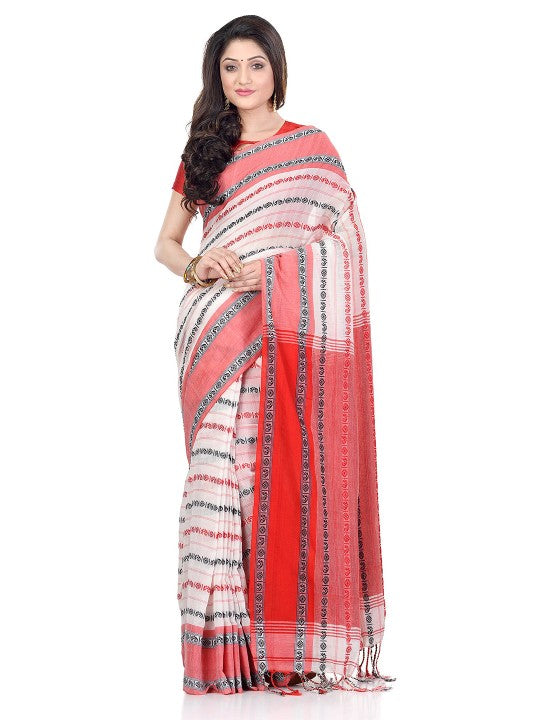 DESH BIDESH Woven Design Pure Cotton Traditional Taant Saree