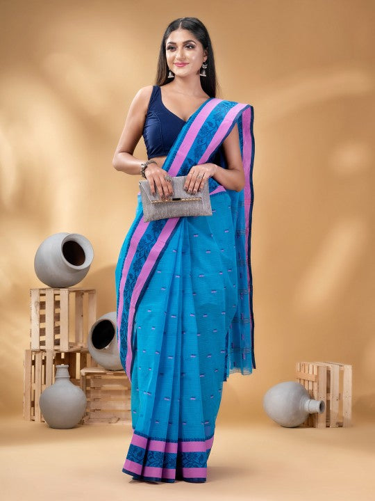 DESH BIDESH Woven Design Pure Cotton Taant Saree