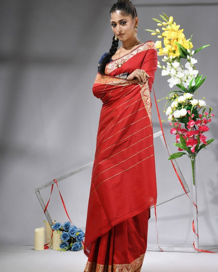 Exquisite Red & Gold Woven Design Zari Saree for Women - Traditional Indian Wear