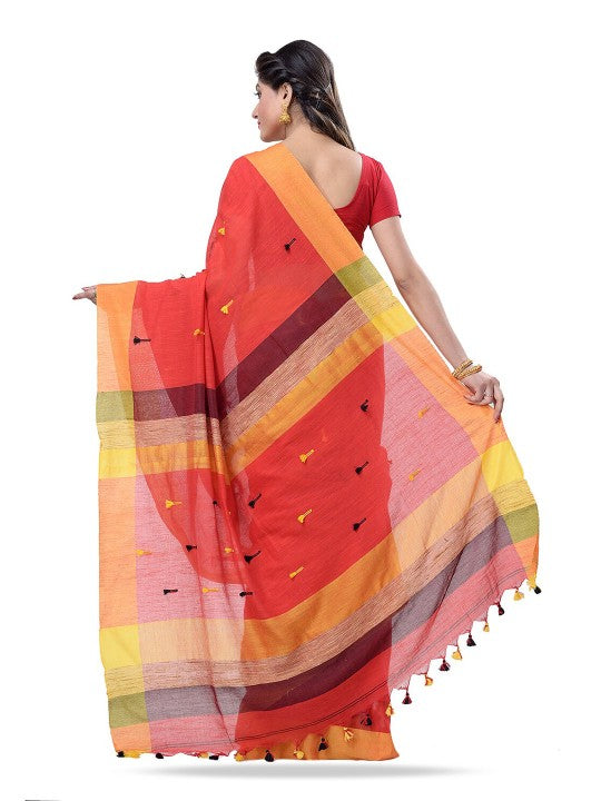 DESH BIDESH Striped Pure Cotton Handloom Taant Saree
