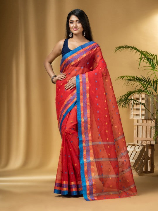 DESH BIDESH Ethnic Motifs Woven Design Pure Cotton Taant Saree