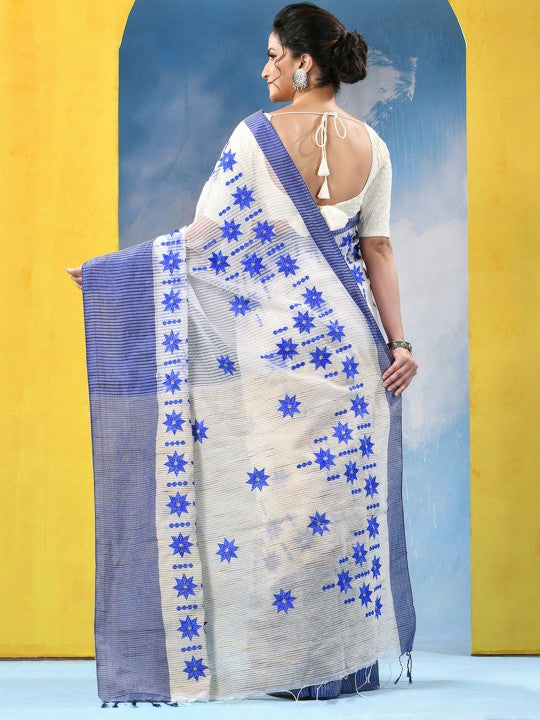 DESH BIDESH Floral Embroidered Pure Cotton Saree - Sarees for Women 33740029