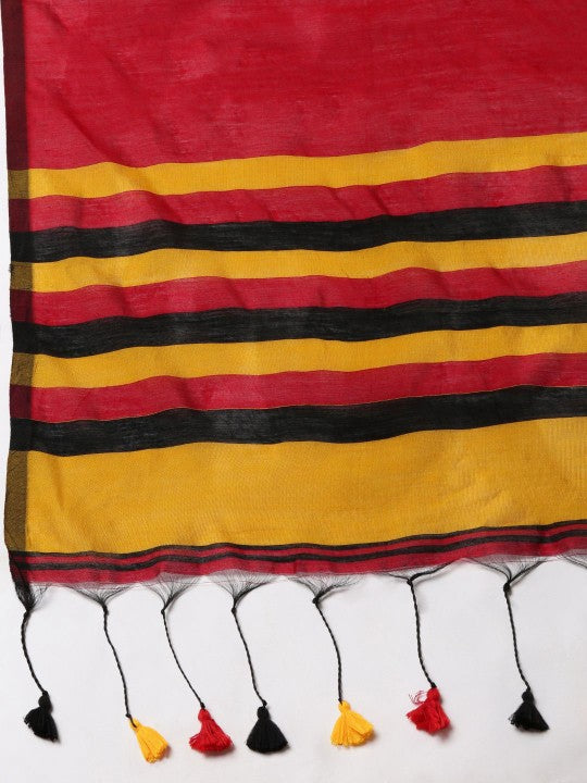 DESH BIDESH Striped Silk Cotton Saree: Vibrant, Premium Quality, Traditional Indian Attire