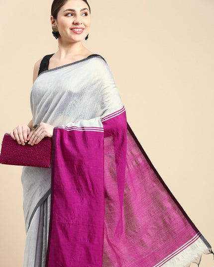 DESH BIDESH Elegant Colourblocked Cotton Silk Saree with Unstitched Blouse Piece