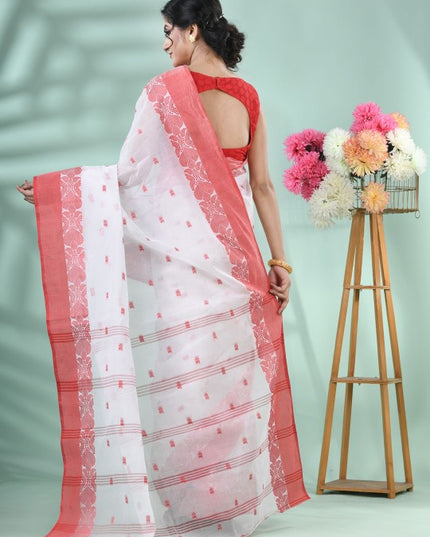 DESH BIDESH Elegant Woven Design Taant Saree with Unstitched Blouse Piece