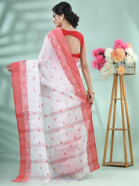 DESH BIDESH Elegant Woven Design Taant Saree with Unstitched Blouse Piece