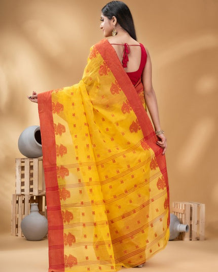 DESH BIDESH Ethnic Motifs Woven Design Pure Cotton Taant Saree