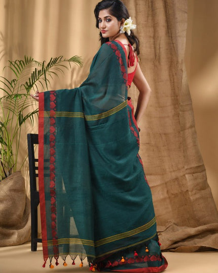 DESH BIDESH Ethnic Motifs Woven Design Pure Cotton Taant Saree